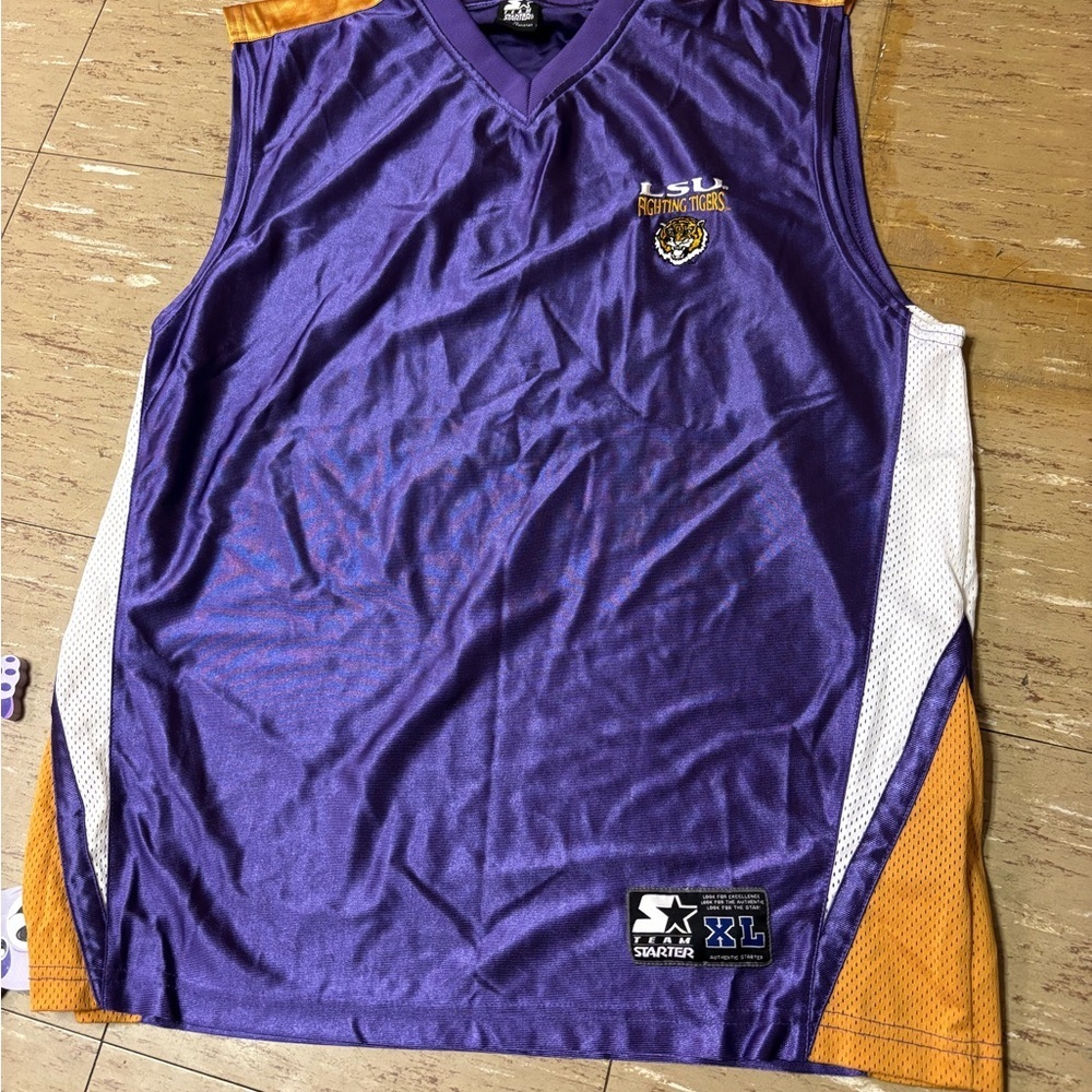 Starter LSU Tigers Basketball Purple and Gold Jersey XL